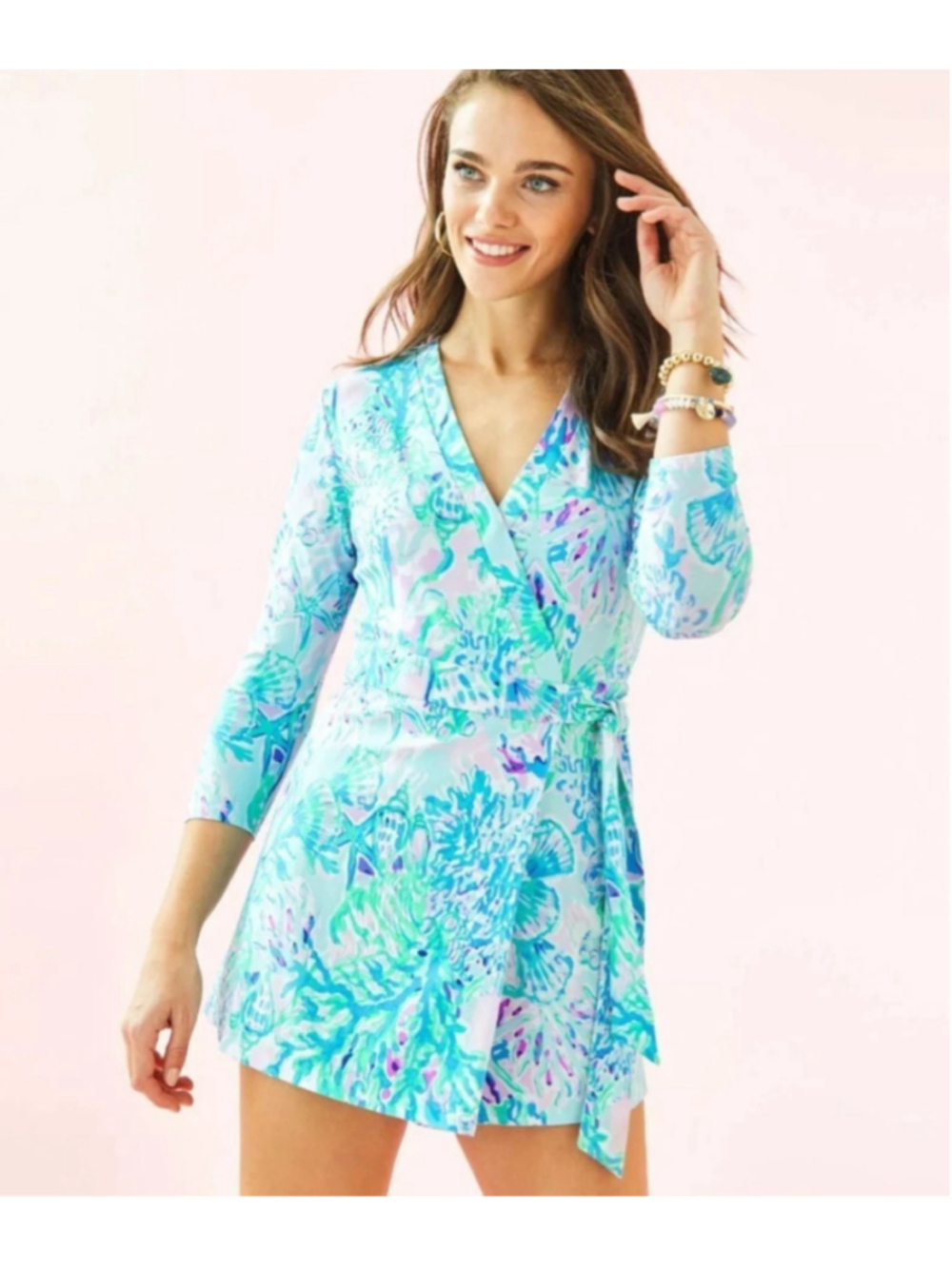 LILLY PULITZER KARLIE WRAP ROMPER Amethyst Tint Craysea - size small